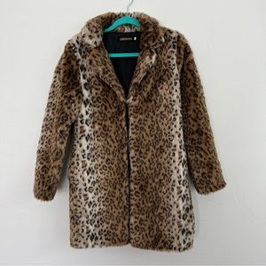 Faux Fur Leopard Print Coat